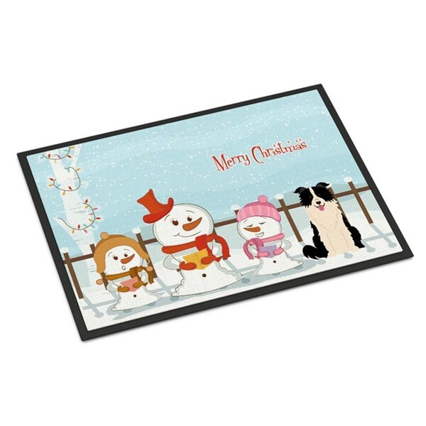 Carolines Treasures Merry Christmas Carolers Border Collie Black White Indoor or Outdoor Mat, 18 x 0.25 x 27 in. BB2449MAT - main